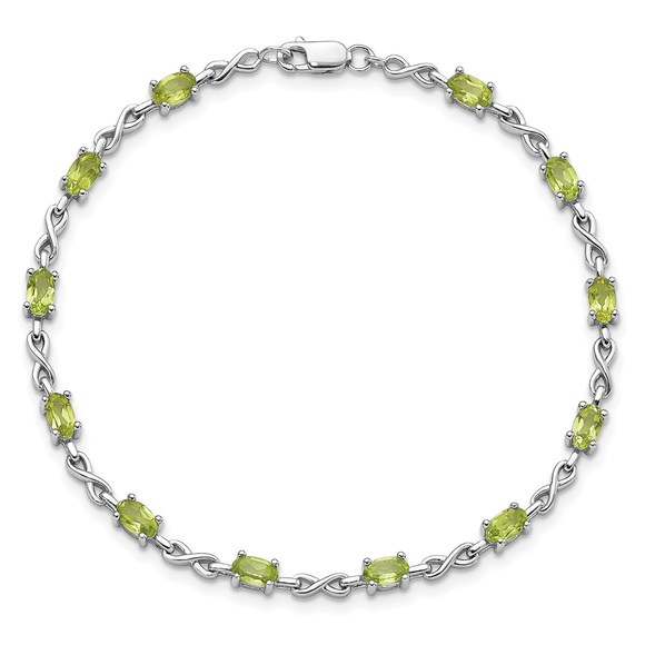 Sterling Silver Rhodium-plated Peridot August Birthstone Ladies Bracelet - Picture 5 of 6